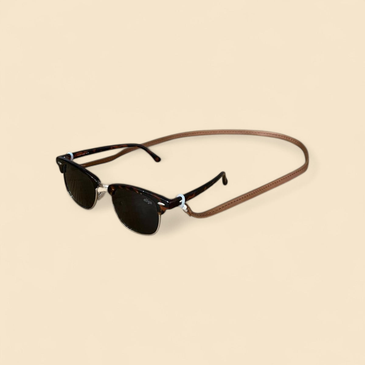 Ngozi Collection tan leather glasses strap on sunglasses