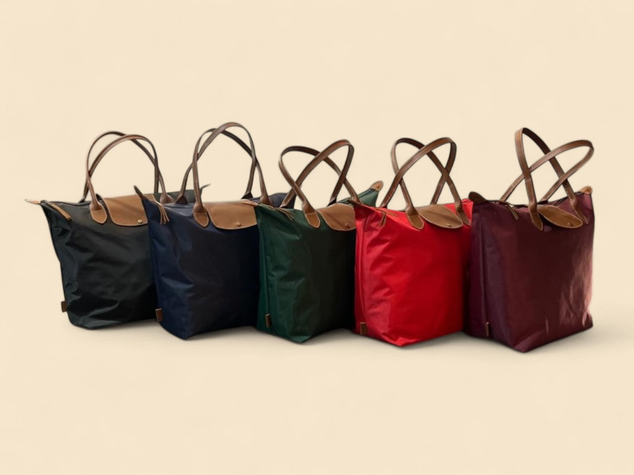 Canvas & Leather Trim Foldable Shopper