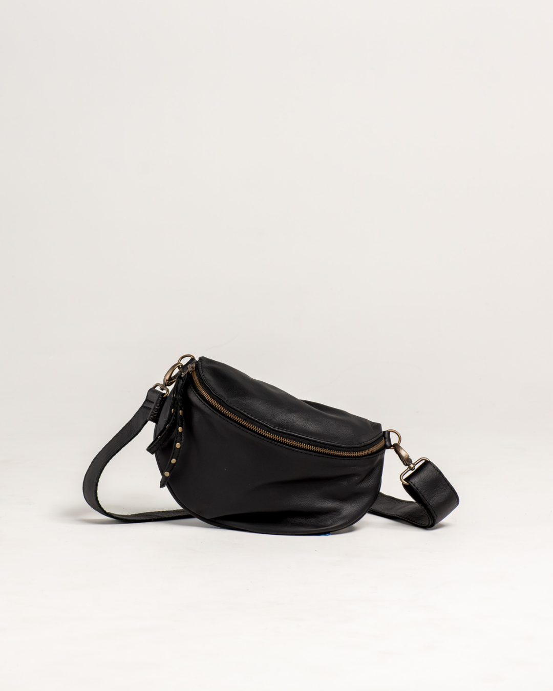 Ngozi Collection black leather bum bag