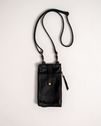 Ngozi Collection black leather phone sling