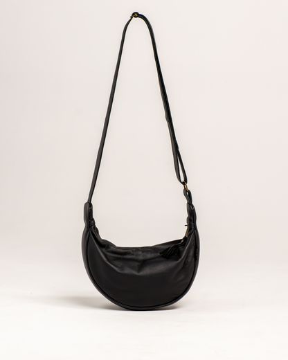 Ngozi Collection black leather crescent crossbody bag