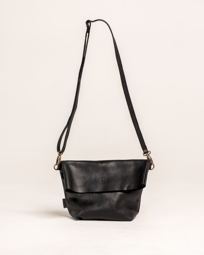 Ngozi Collection black leather unlined foldover bag
