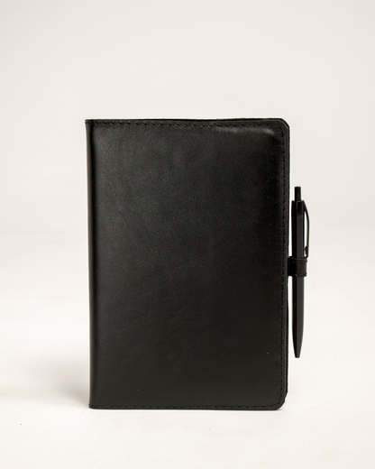 Ngozi Collection black leather journal with pen