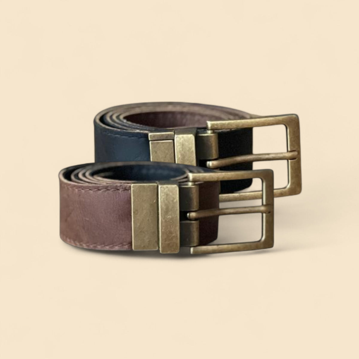 Ngozi Collection black leather reversible belt