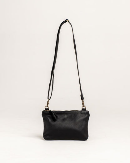 Ngozi Collection black leather sling bag with adjustable strap