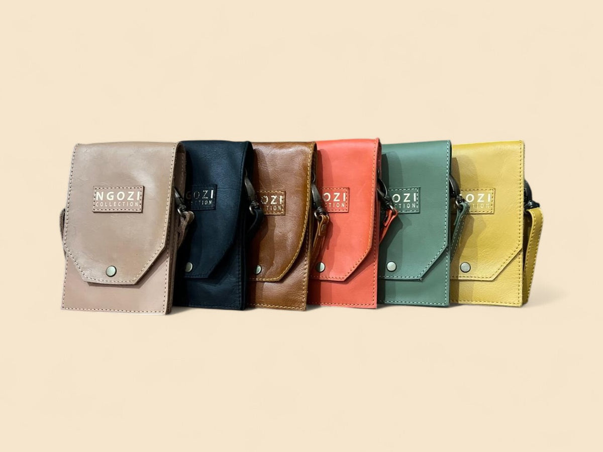 Ngozi Collection leather phone slings in assorted colours