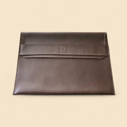 Ngozi Collection chocolate leather laptop sleeve"
