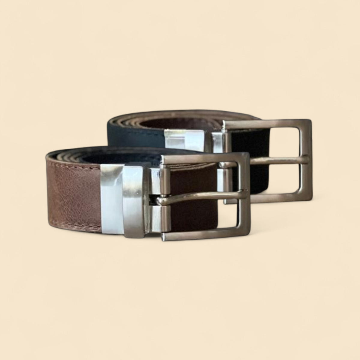 Ngozi Collection chocolate leather reversible belt