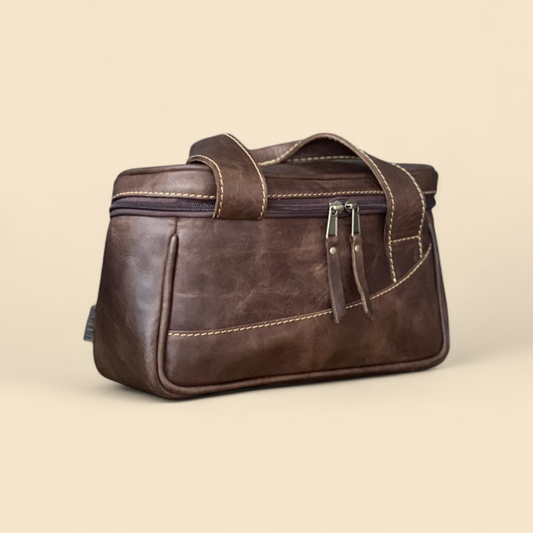 Ngozi Collection chocolate leather shotgun ammo carry bag