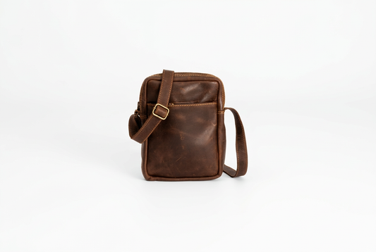 Ngozi Collection chocolate leather satchel with front zip pocket