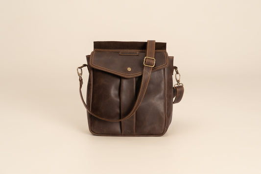 Ngozi Collection chocolate leather ammo pouch with detachable strap