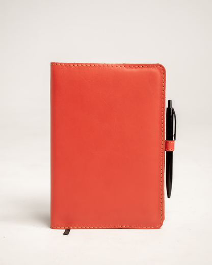 Ngozi Collection coral leather journal with pen