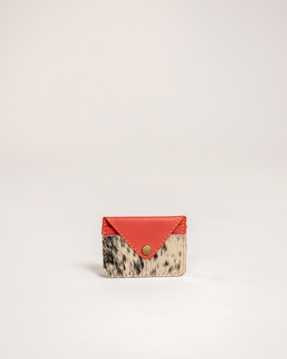 Ngozi Collection coral leather card holder with animal print