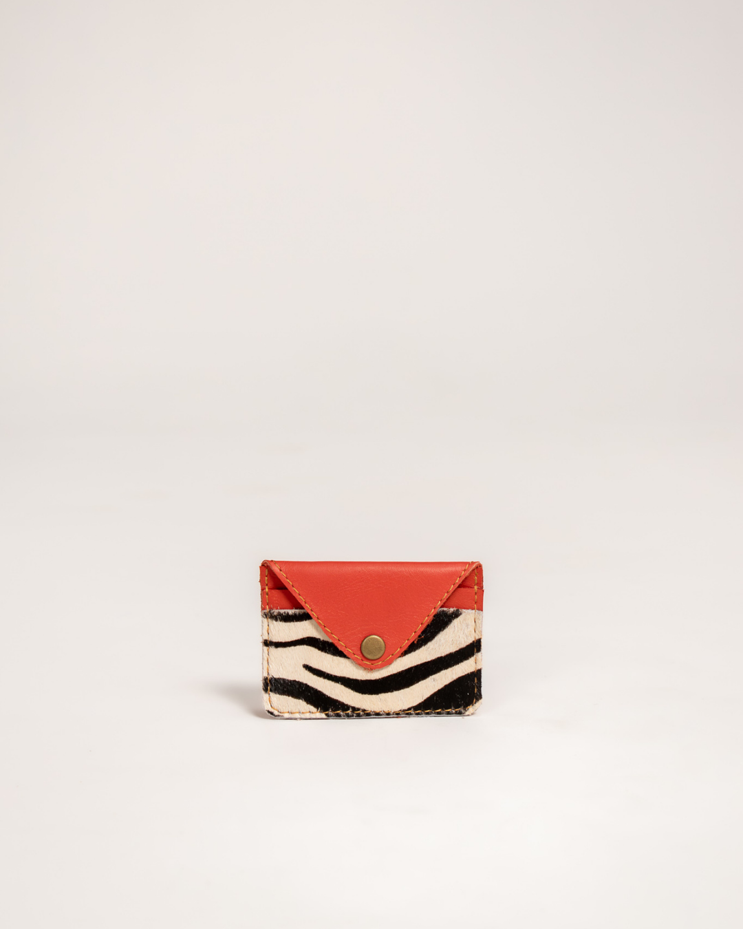 Ngozi Collection coral zebra print leather card holder