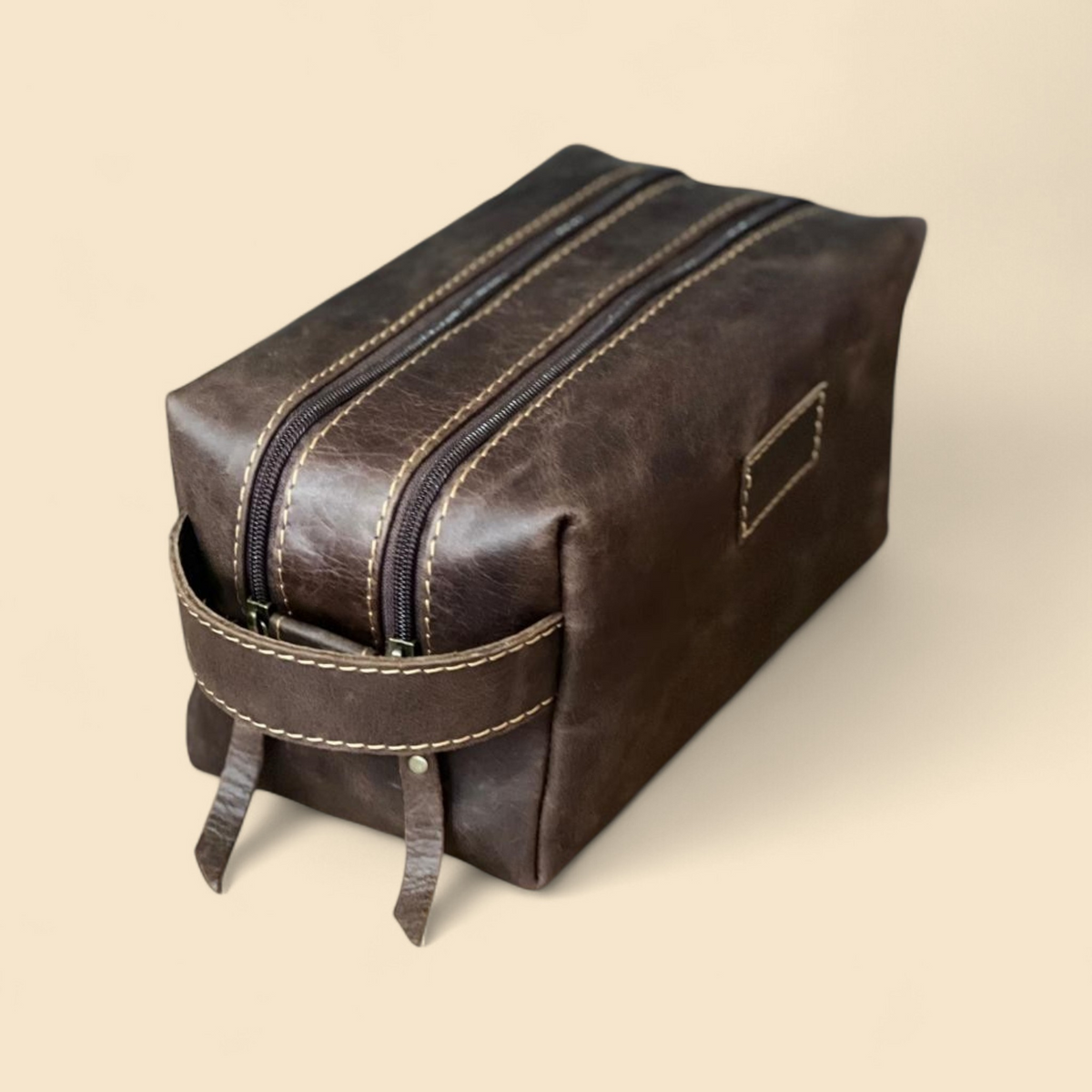 Ngozi Collection espresso leather toiletry bag