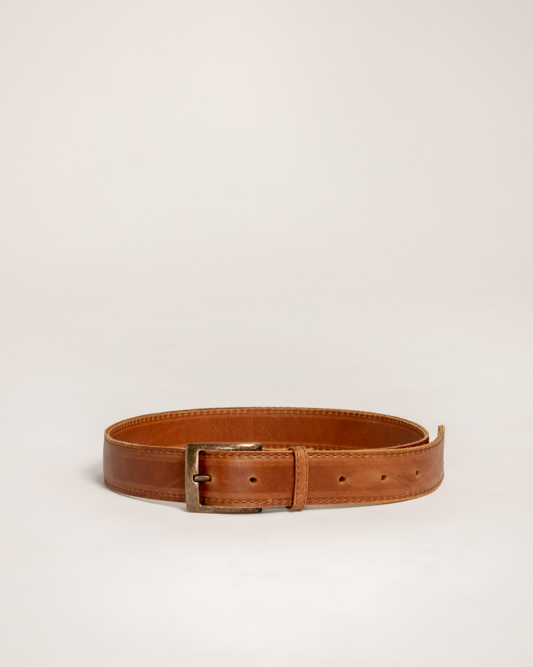 Ngozi Collection hazelnut leather belt with brass buckle