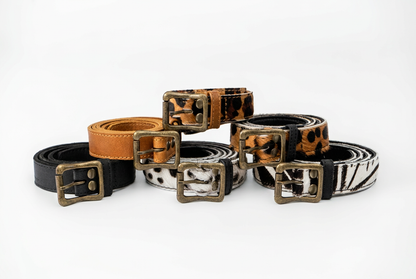 Ngozi Collection hide ladies belts in five animal print finishes