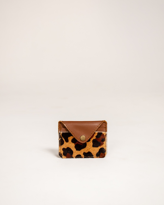 Ngozi Collection leopard print leather card holder
