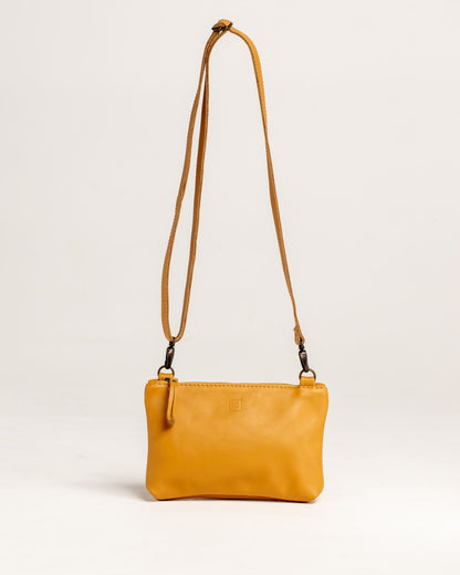 Ngozi Collection mustard leather sling bag with adjustable strap
