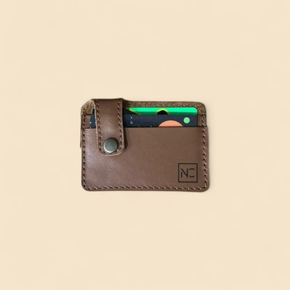 Ngozi Collection pecan tan leather men's card holder