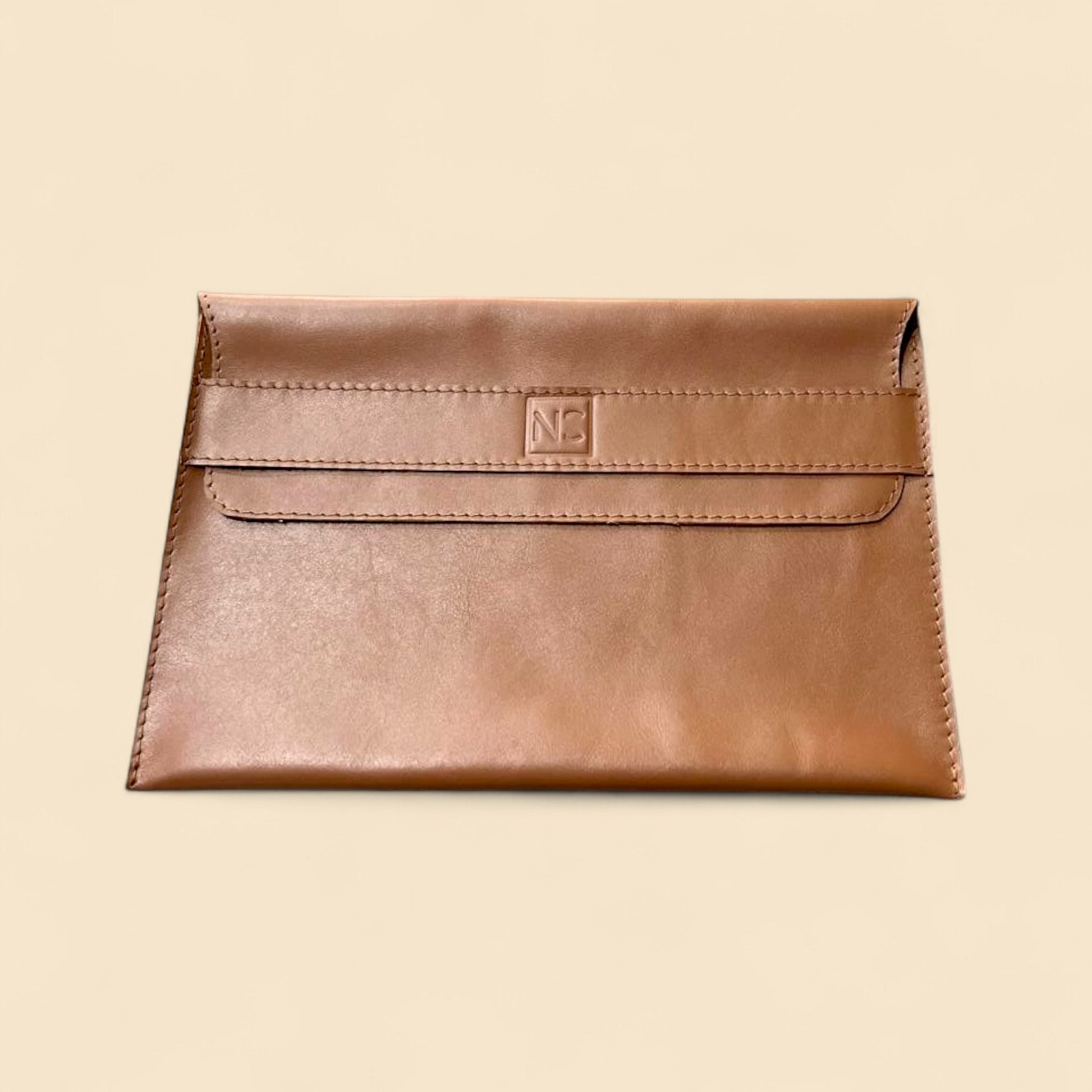 Ngozi Collection pecan tan leather laptop sleeve