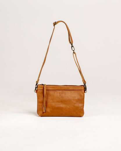 Ngozi Collection tan leather hip bag with adjustable strap