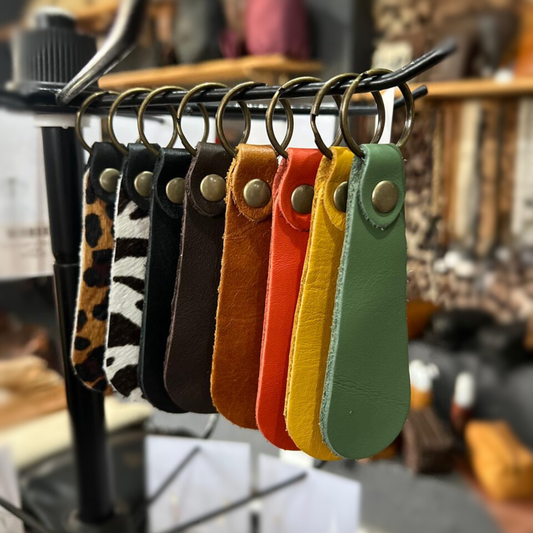 Ngozi Collection leather teardrop keyrings in assorted colours