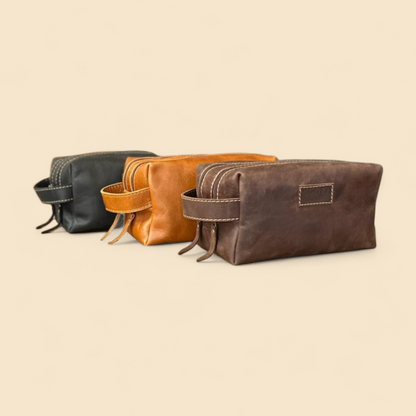 Ngozi Collection leather toiletry bags side profile